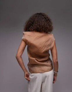 Mango Capsule Organza Top In Gold For Women -Mango Sales 208126157 3