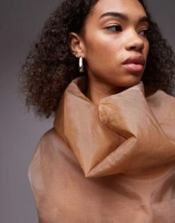 Mango Capsule Organza Top In Gold For Women -Mango Sales 208126157 4