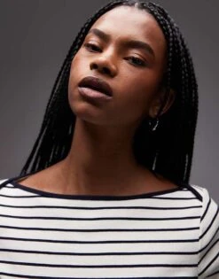 Mango Striped Boat Neck Long Sleeve T-shirt In White For Women -Mango Sales 208126176 3