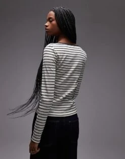 Mango Striped Boat Neck Long Sleeve T-shirt In White For Women -Mango Sales 208126176 4