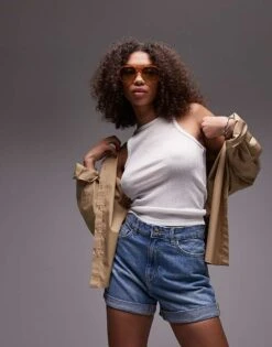 Mango Mom Denim Shorts In Light Blue For Women