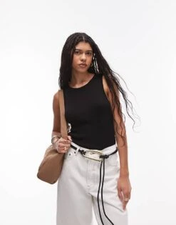 Mango High Crew Neck Vest In Black For Women -Mango Sales 208126283 1 black 1