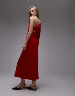 Mango Long Sleeve One Shoulder Maxi Dress In Red For Women -Mango Sales 208126299 3