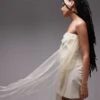 Mango Capsule Organza Bow Bandeau Mini Dress In White For Women