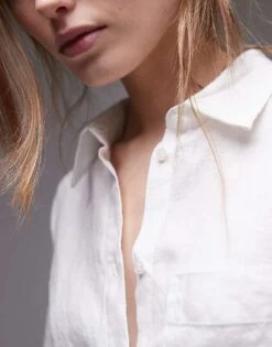 Mango Linen Mix Shirt In White For Women -Mango Sales 208126366 3