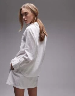 Mango Linen Mix Shirt In White For Women -Mango Sales 208126366 4