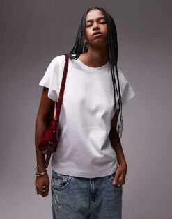 Mango Cap Sleeve Premium T-shirt In White For Women -Mango Sales 208126372 1 white 1