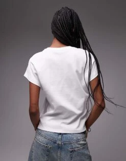 Mango Cap Sleeve Premium T-shirt In White For Women -Mango Sales 208126372 3