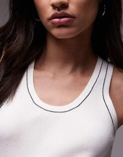 Mango Tipped Racer Vest In White For Women -Mango Sales 208126417 3