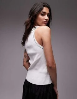 Mango Tipped Racer Vest In White For Women -Mango Sales 208126417 4