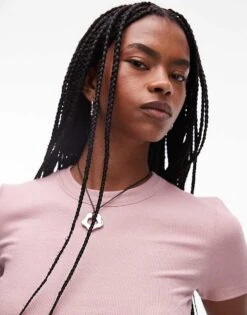 Mango Ribbed High Neck Baby T-shirt In Light Pink For Women -Mango Sales 208126522 3