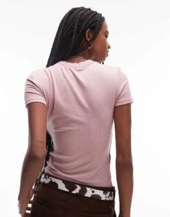 Mango Ribbed High Neck Baby T-shirt In Light Pink For Women -Mango Sales 208126522 4