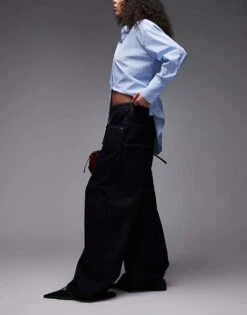 Mango Capsule Super Wide Leg Jeans In Indigo For Women Indigo Blue -Mango Sales 208126596 2