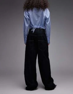 Mango Capsule Super Wide Leg Jeans In Indigo For Women Indigo Blue -Mango Sales 208126596 3