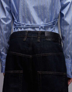 Mango Capsule Super Wide Leg Jeans In Indigo For Women Indigo Blue -Mango Sales 208126596 5