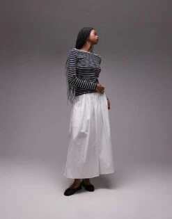 Mango Striped Boat Neck Long Sleeve T-shirt In Navy For Women -Mango Sales 208126623 2