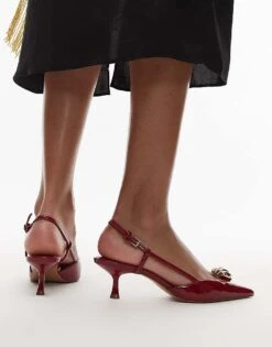 Mango Pointed Heel With Gold Detailing In Red For Women -Mango Sales 208126790 4