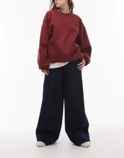 Mango Relaxed Wide Leg Jeans In Dark Blue For Women