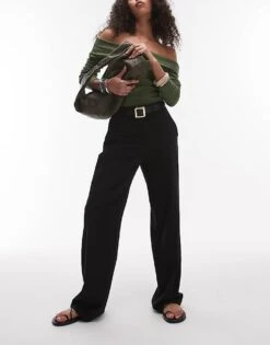 Mango Straight Leg Woven Trouser In Black For Women