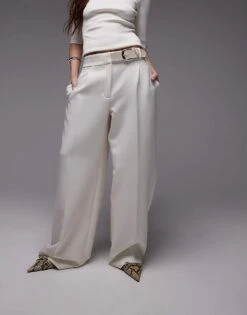 Mango Buckle Waistband Straight Leg Trousers In White For Women -Mango Sales 208126818 1 white 1