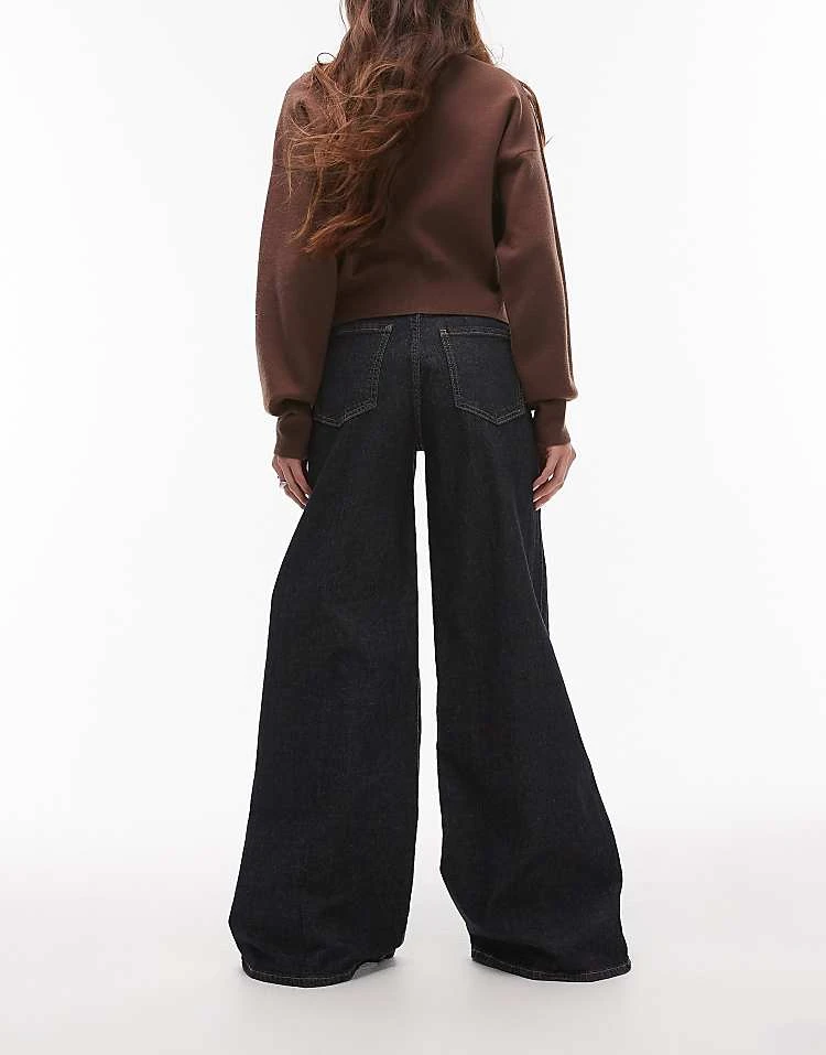 Mango Longline Wide Leg Jeans In Dark Blue For Women 2 Mango Longline Wide Leg Jeans In Dark Blue For Women - Image 2