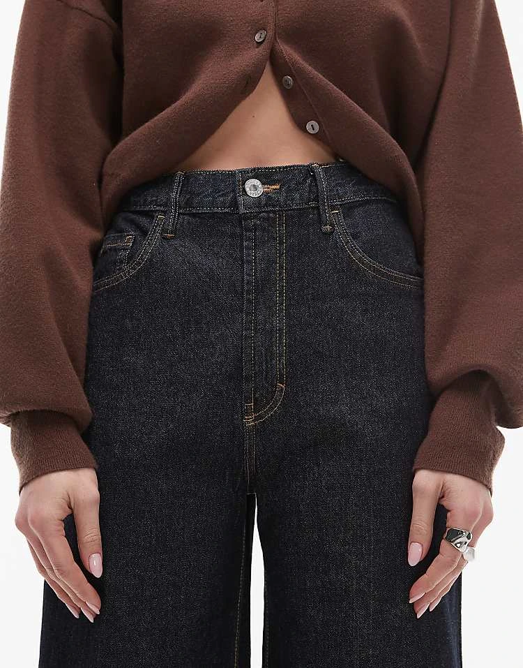 Mango Longline Wide Leg Jeans In Dark Blue For Women 5 Mango Longline Wide Leg Jeans In Dark Blue For Women - Image 5