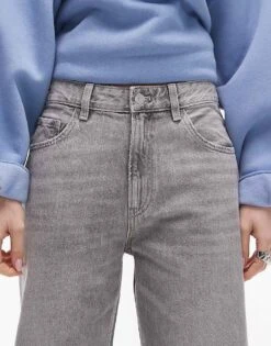 Mango Mid Rise Straight Leg Jeans In Grey For Women -Mango Sales 208126833 4