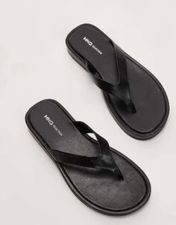 Mango Leather Sandal In Black For Women -Mango Sales 208126858 3
