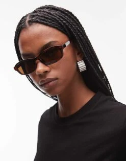 Mango Square Tortoise Shell Sunglasses In Brown For Women