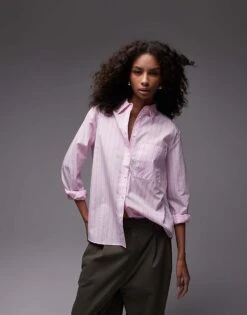 Mango Oversized Stripe Shirt In Light Pink For Women -Mango Sales 208126910 1 lightpink 1