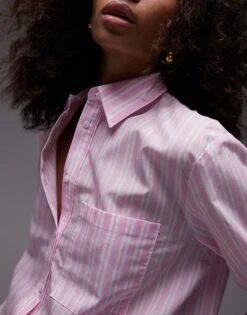 Mango Oversized Stripe Shirt In Light Pink For Women -Mango Sales 208126910 3