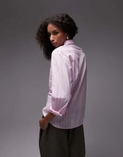 Mango Oversized Stripe Shirt In Light Pink For Women -Mango Sales 208126910 4