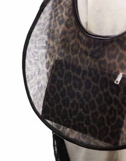 Mango Mesh Leopard Print Hand Bag In Black For Women -Mango Sales 208126912 4
