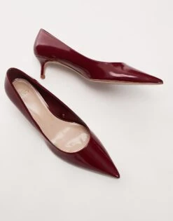 Mango Pointed Kitten Heel In Burgundy For Women -Mango Sales 208126950 4