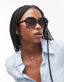 Mango Square Frame Sunglasses In Black For Women