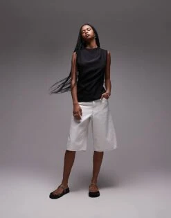 Mango Wrap Front Satin Sleeveless Top In Black For Women -Mango Sales 208126962 3