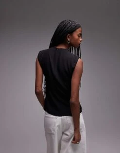 Mango Wrap Front Satin Sleeveless Top In Black For Women -Mango Sales 208126962 4