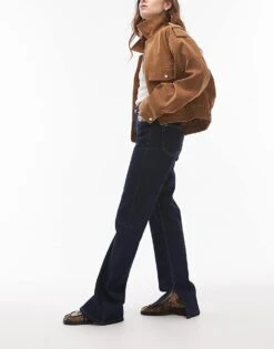 Mango Split Hem Flare Jean In Dark Blue For Women -Mango Sales 208126965 3