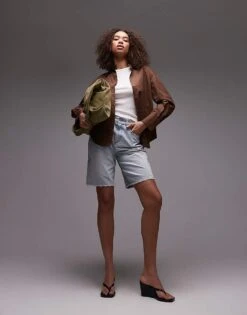 Mango Oversized Linen Look Shirt In Dark Brown For Women