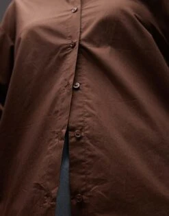 Mango Oversized Linen Look Shirt In Dark Brown For Women -Mango Sales 208127001 3