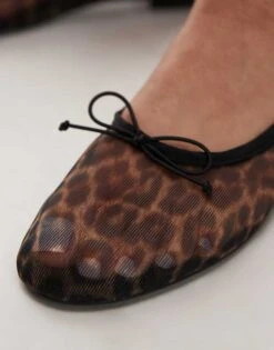 Mango Mesh Ballet Pumps In Leopard Print For Women Brown -Mango Sales 208127022 3