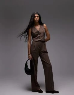 Mango High Neck Belted Jumpsuit In Brown For Women