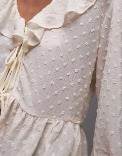 Mango Ruffle Tie Front Top In White For Women -Mango Sales 208127085 4