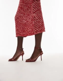 Mango Crossover Strap Detail Heels In Red For Women -Mango Sales 208127108 1 red 1