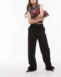 Mango Pleat Front Tie Waist Tailored Trouser In Black For Women -Mango Sales 208127133 1 black 1