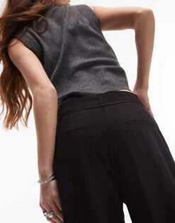 Mango Pleat Front Tie Waist Tailored Trouser In Black For Women -Mango Sales 208127133 4