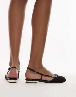 Mango Open Back Ballet Pumps In Black For Women -Mango Sales 208127149 4