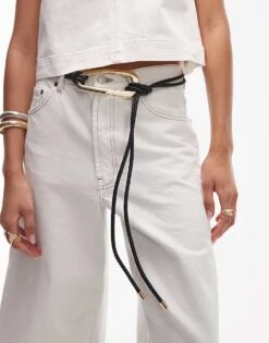 Mango Gold Ring Detail Rope Belt In Black For Women