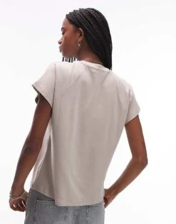 Mango Cap Sleeve Premium T-shirt In Beige For Women -Mango Sales 208176711 3