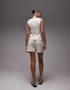 Mango Tailored Short Co-ord In Beige For Women -Mango Sales 208176729 4